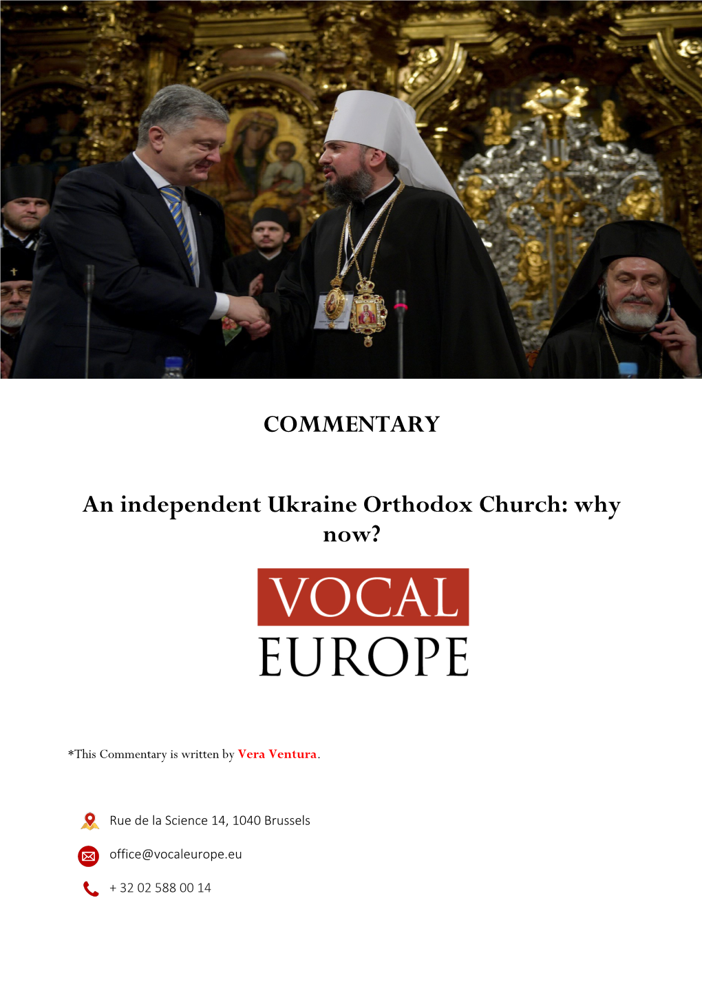 COMMENTARY an Independent Ukraine Orthodox Church