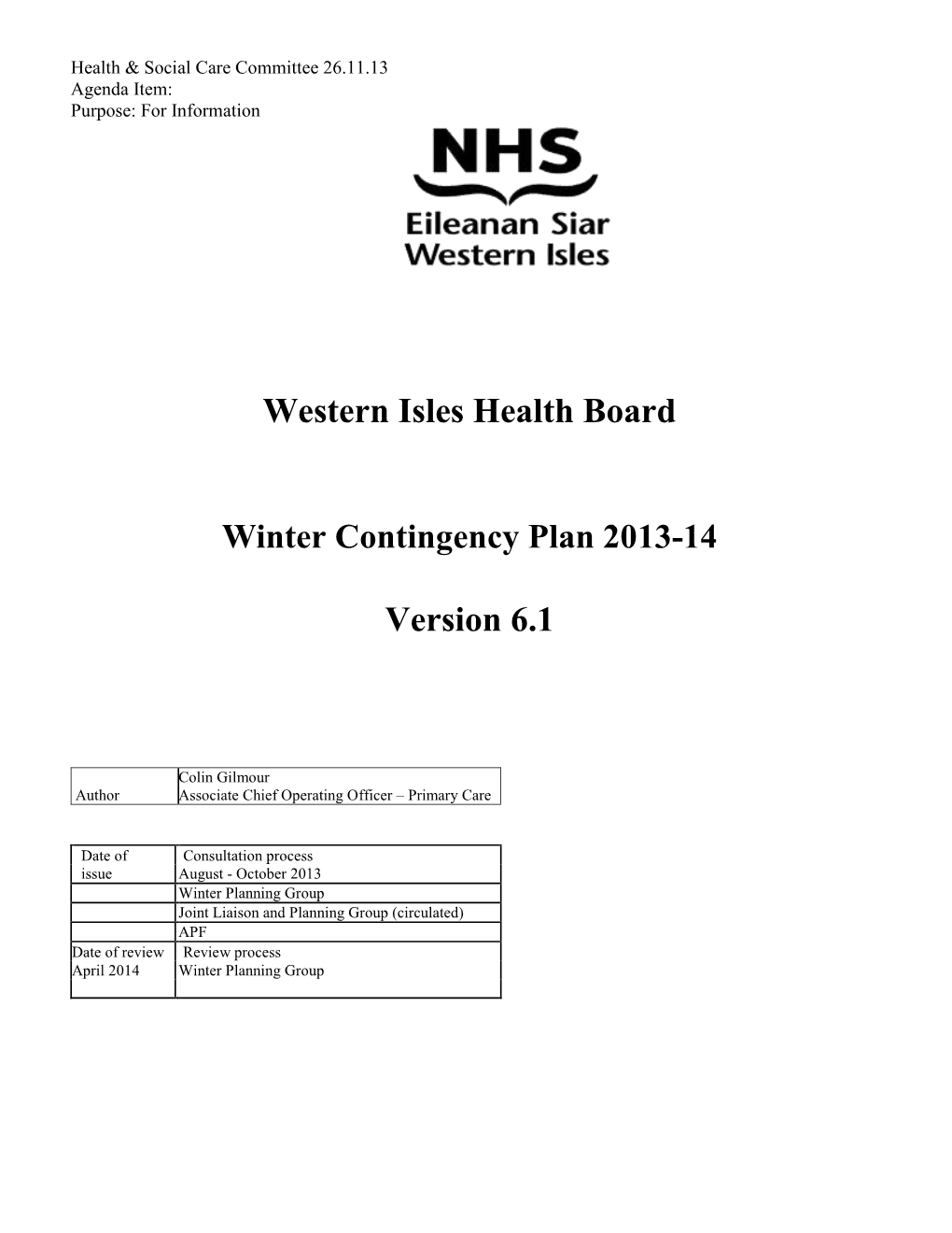 Western Isles Health Board Version