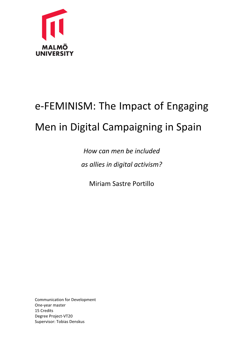 E-FEMINISM: the Impact of Engaging Men in Digital Campaigning in Spain
