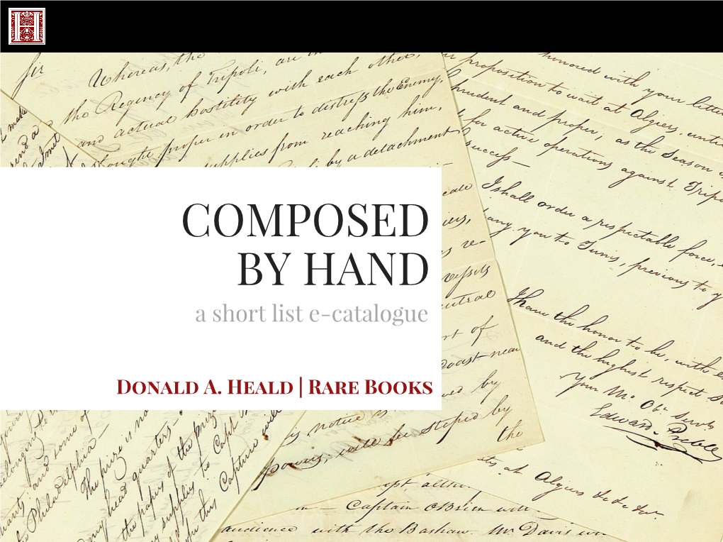 COMPOSED by HAND a Short List E-Catalogue