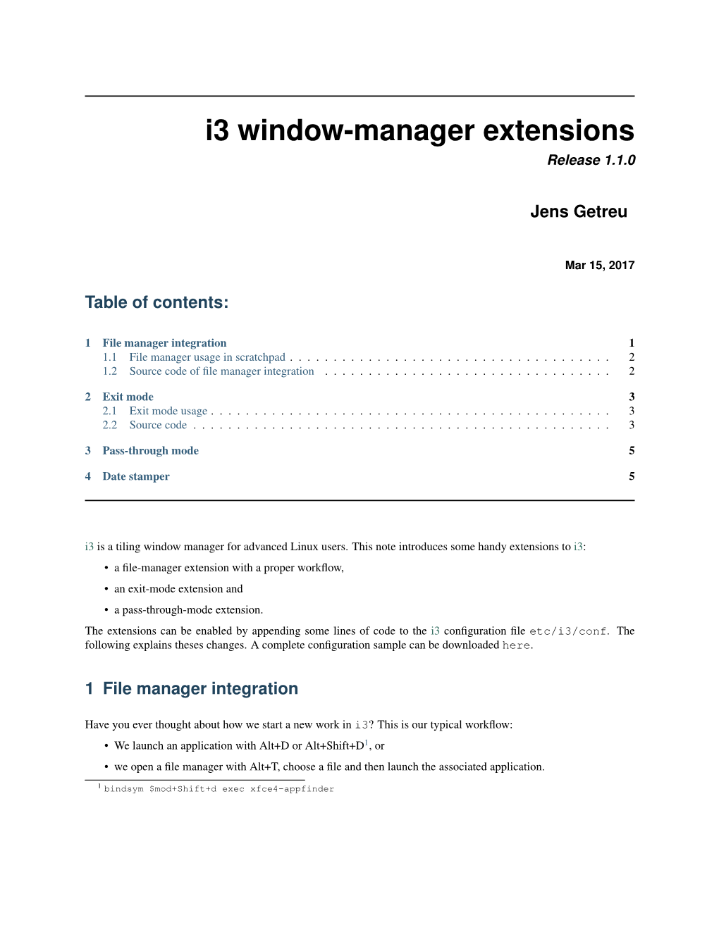 I3 Window-Manager Extensions Release 1.1.0
