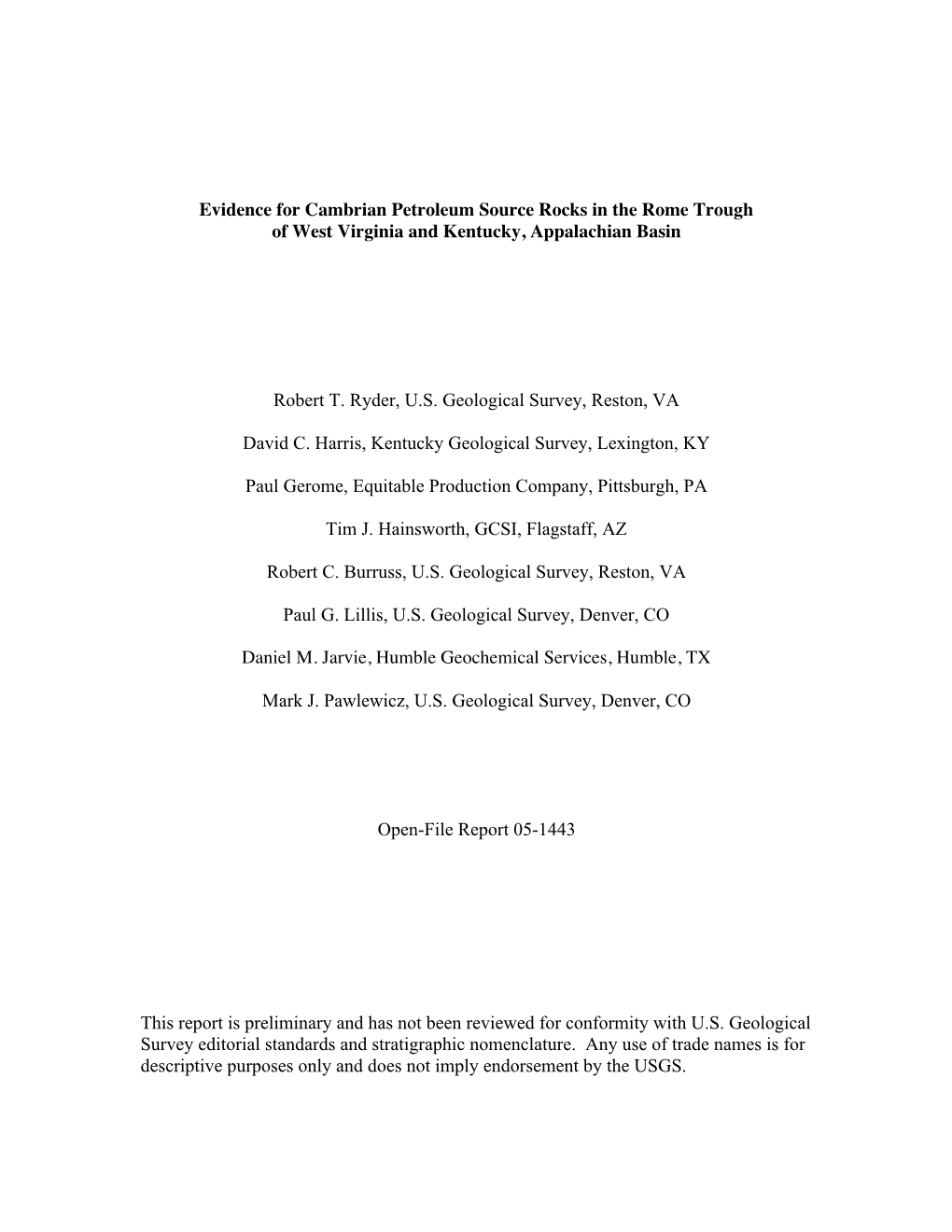 Evidence for Cambrian Petroleum Source Rocks in the Rome Trough of West Virginia and Kentucky, Appalachian Basin