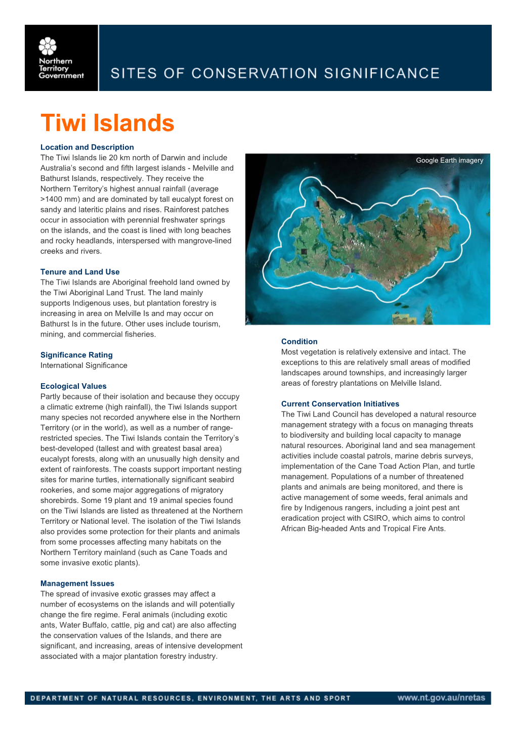 Tiwi Islands: Sites of Conservation Significance