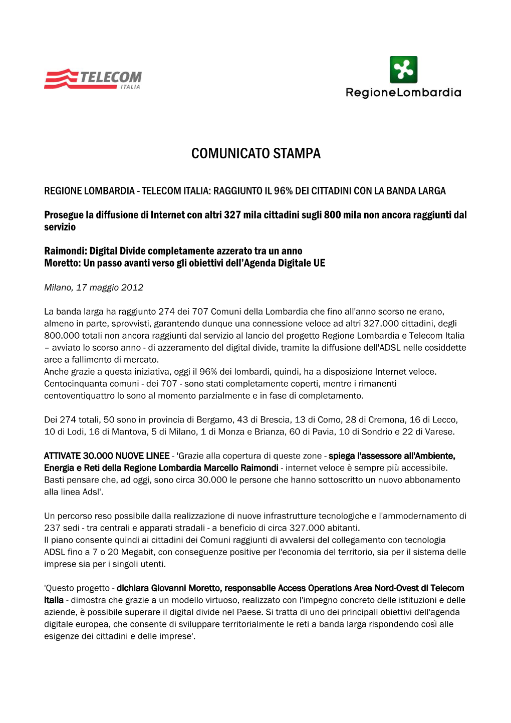 Comunicato Stampa