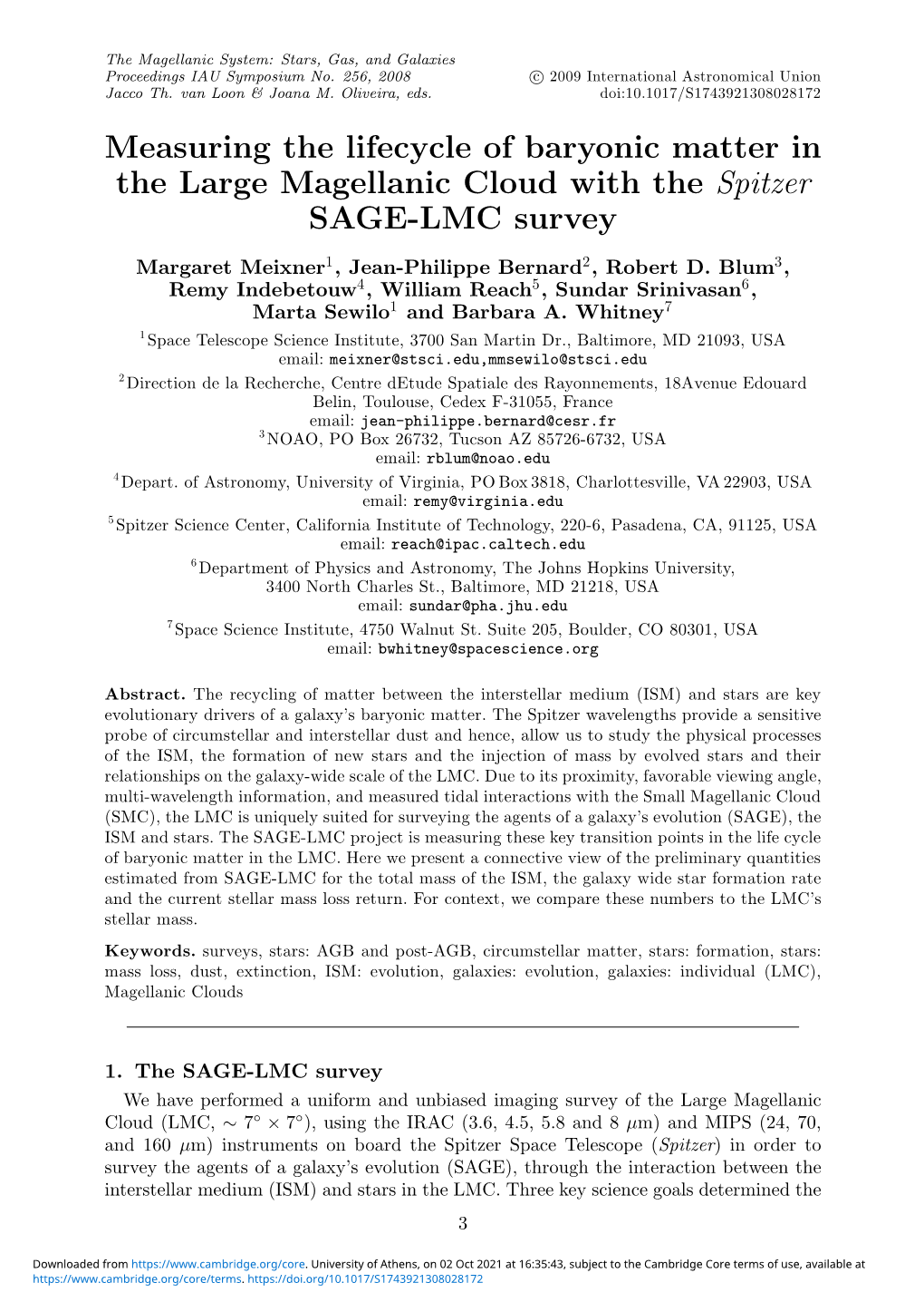 Measuring the Lifecycle of Baryonic Matter in the Large Magellanic Cloud with the Spitzer SAGE-LMC Survey