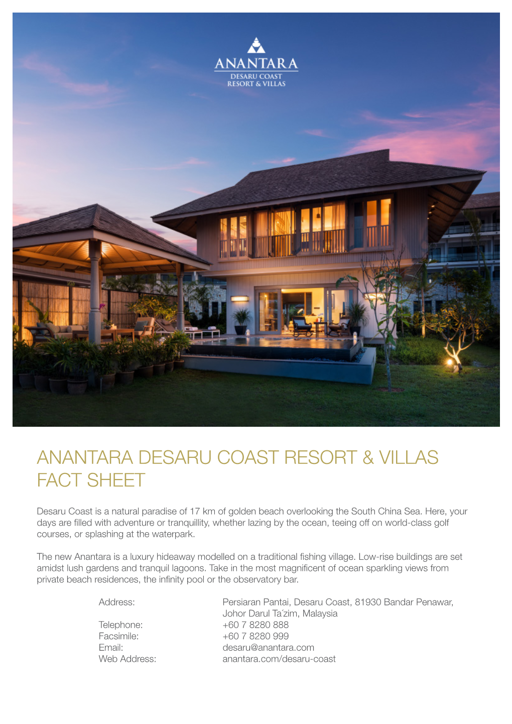 Anantara Desaru Coast Resort & Villas Fact