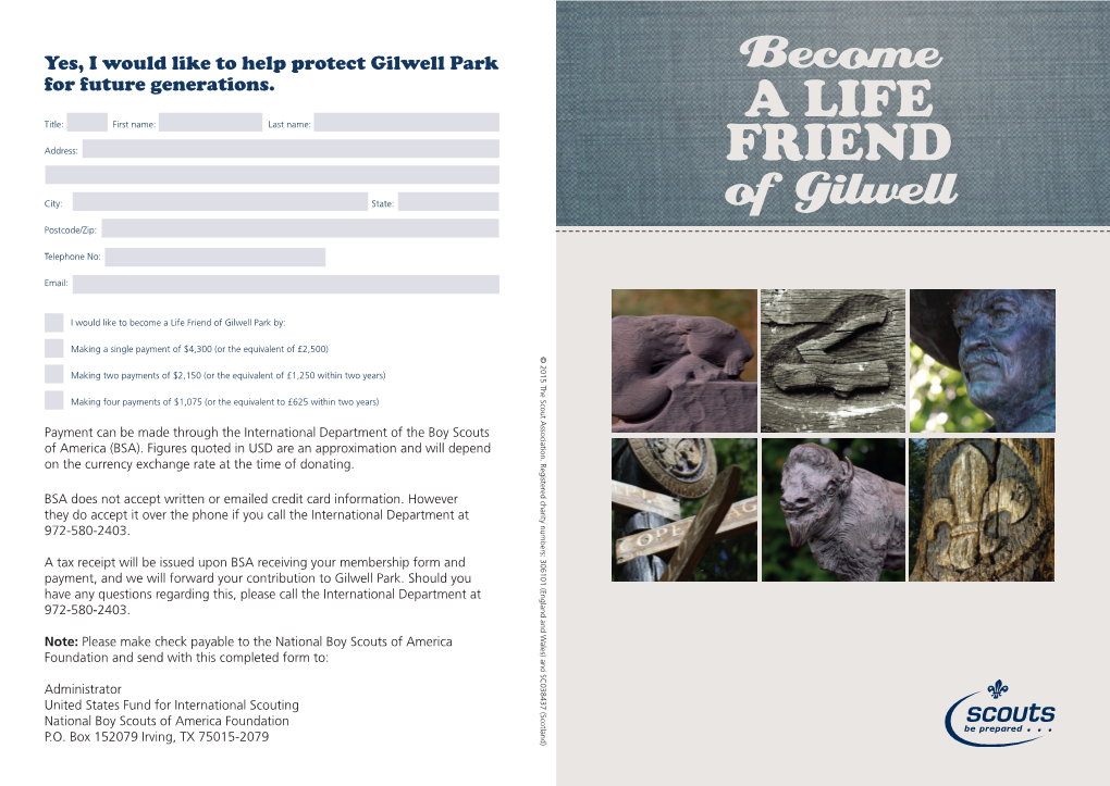 Become a Life Friend of Gilwell Park By