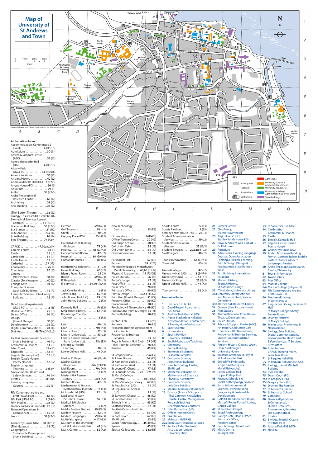Map of University of St Andrews and Town
