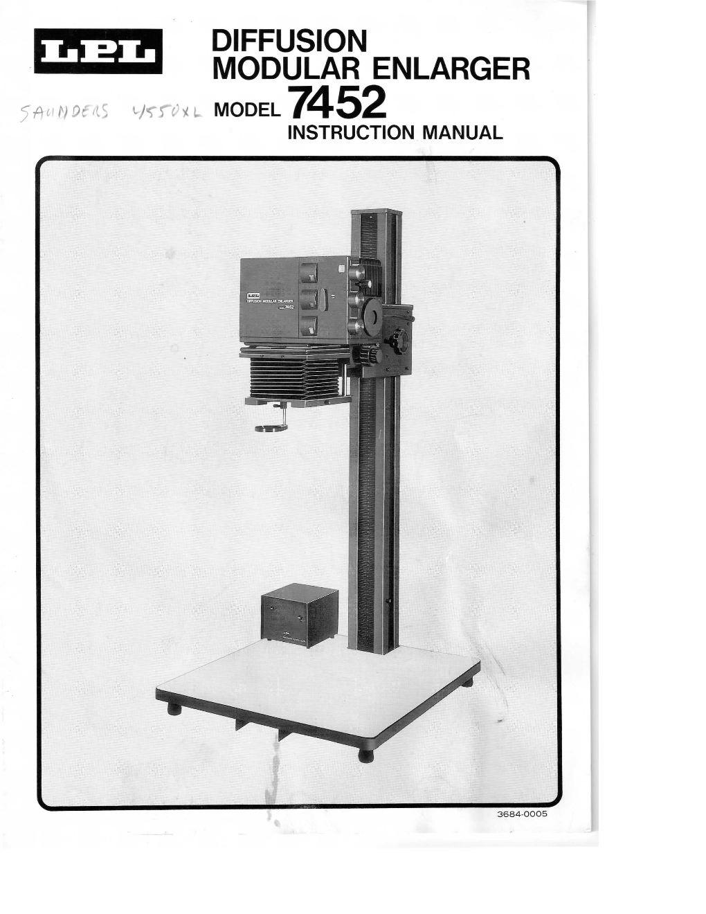 DIFFUSION MODULAR ENLARGER MODEL Fh-52 INSTRUCTION MANUAL