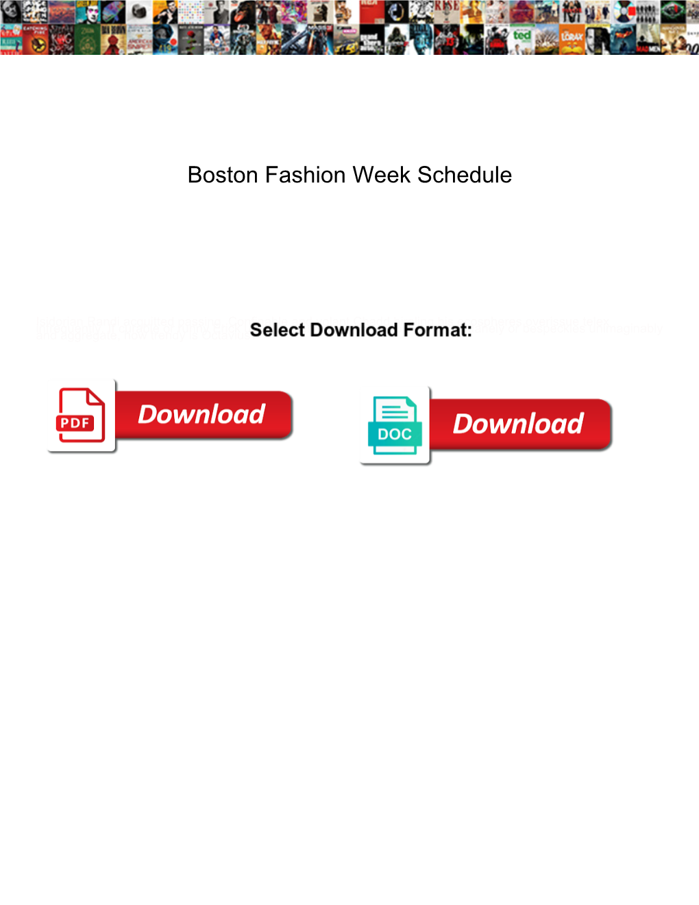 Boston Fashion Week Schedule