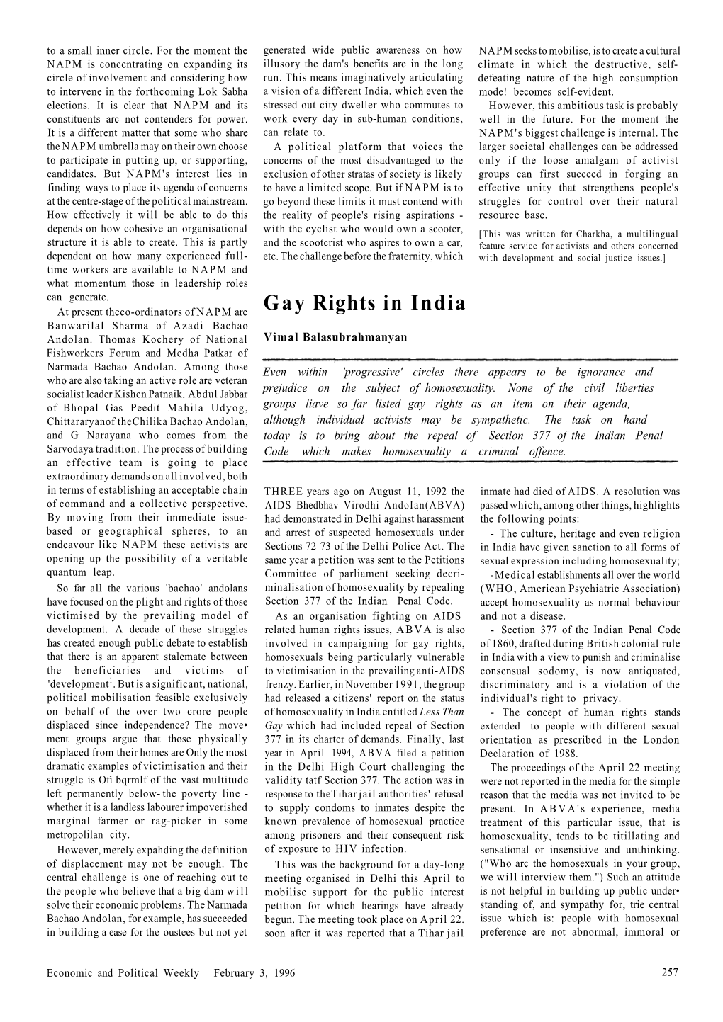 Gay Rights in India Banwarilal Sharma of Azadi Bachao Andolan