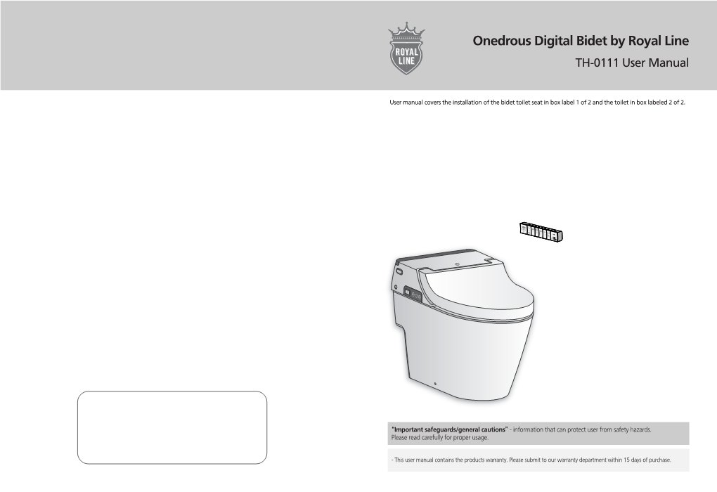 Onedrous Digital Bidet by Royal Line TH-0111 User Manual