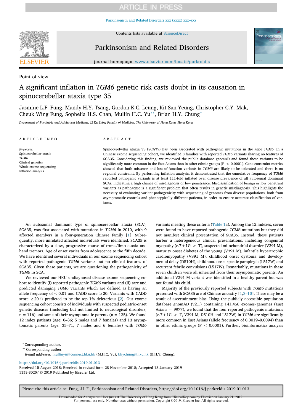 A Significant Inflation in TGM6 Genetic Risk Casts Doubt in Its Causation In