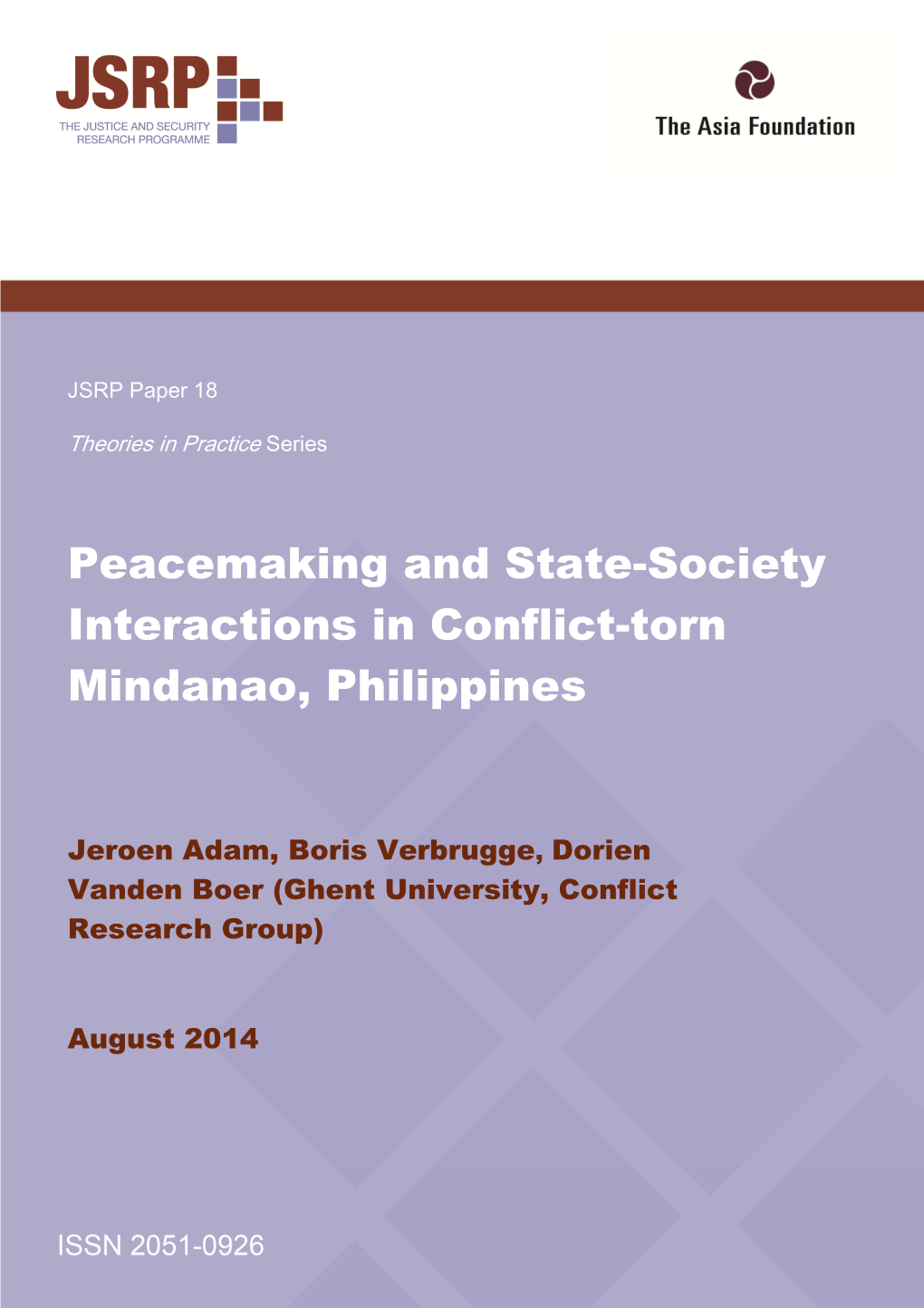 Peacemaking and State-Society Interactions in Conflict-Torn Mindanao, Philippines