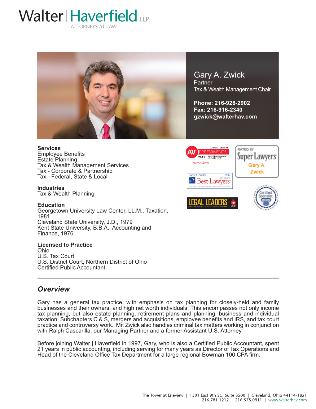 Gary A. Zwick Partner Tax & Wealth Management Chair
