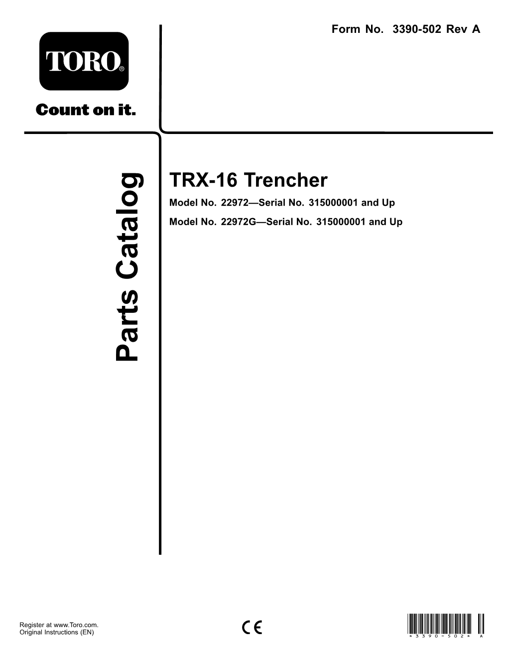TRX-16 Trencher Model No