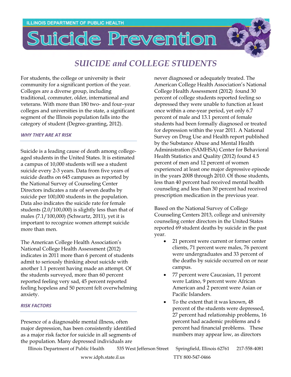 SUICIDE and COLLEGE STUDENTS
