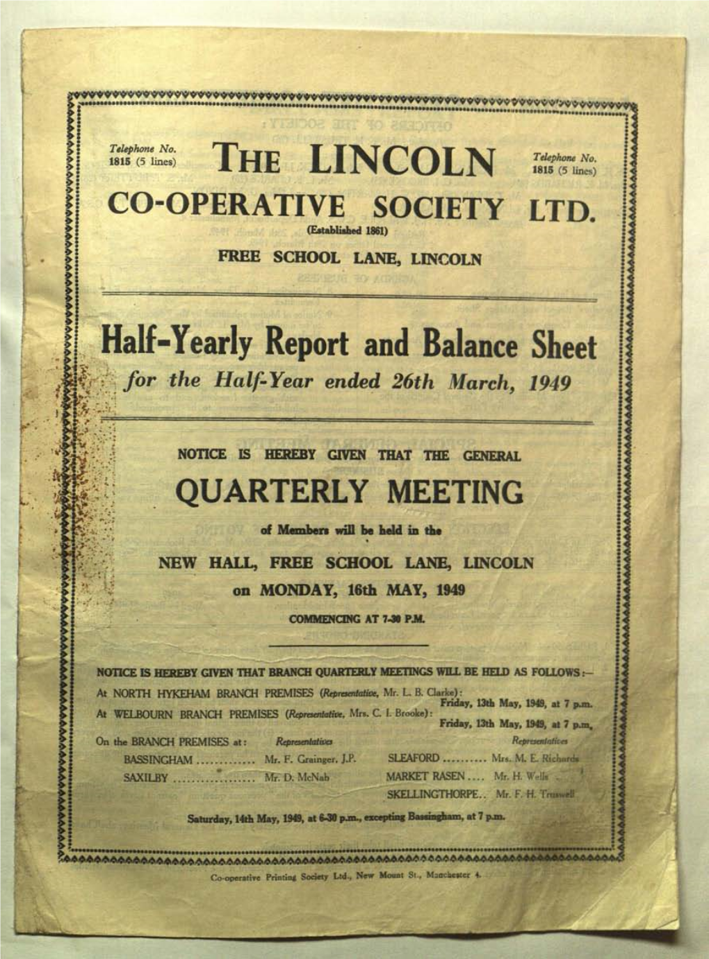 The Lincoln Co-Operative Society Ltd