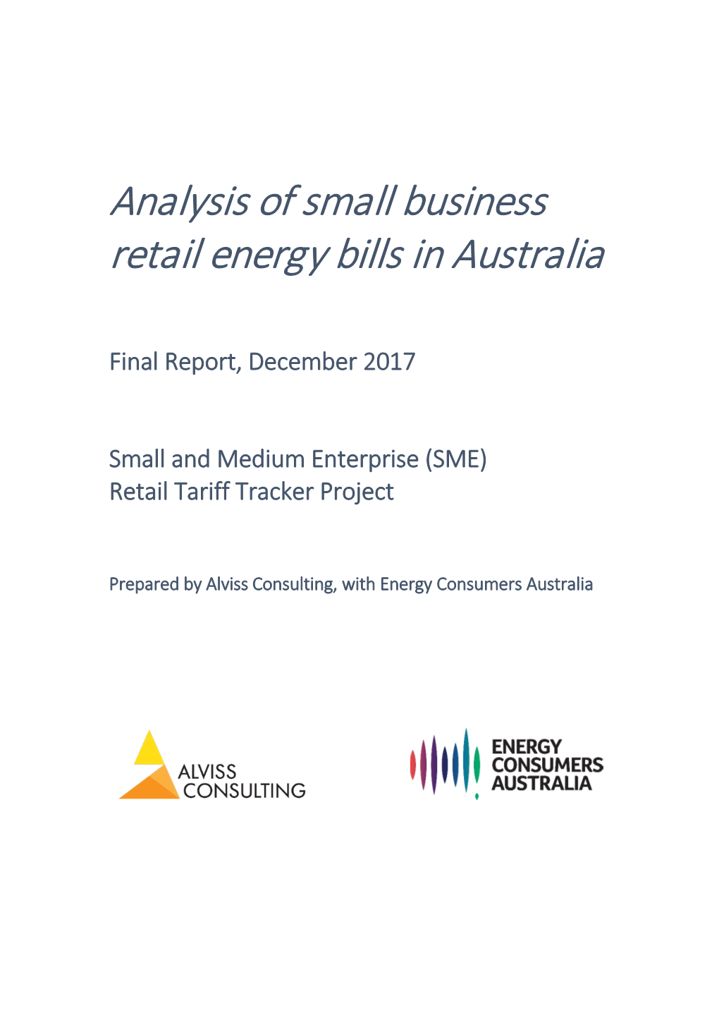 Analysis of Small Business Retail Energy Bills in Australia