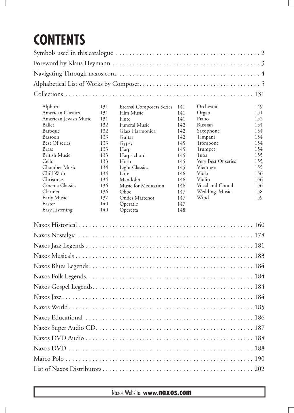 Contents Symbols Used in This Catalogue