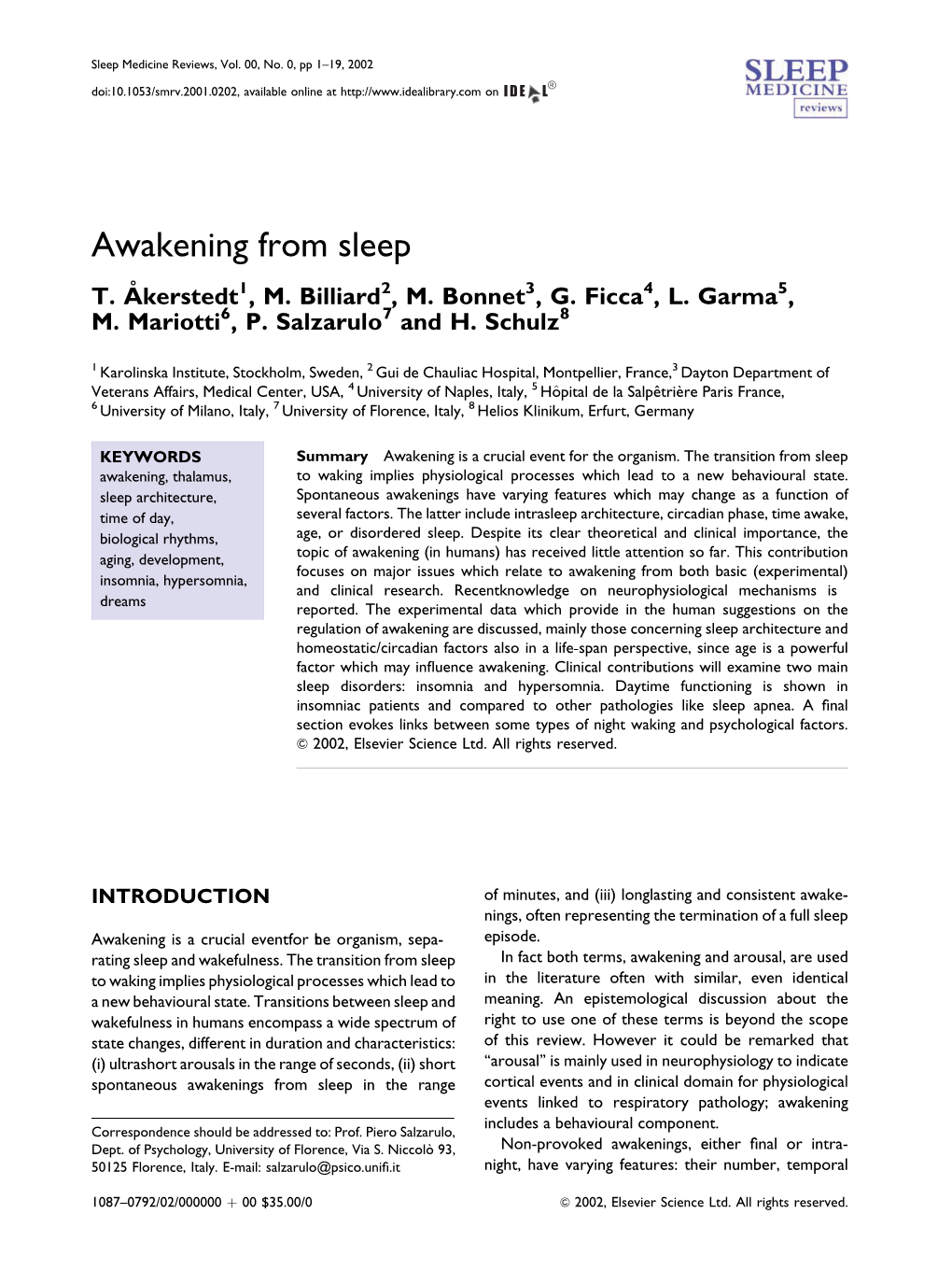 Awakening from Sleep T