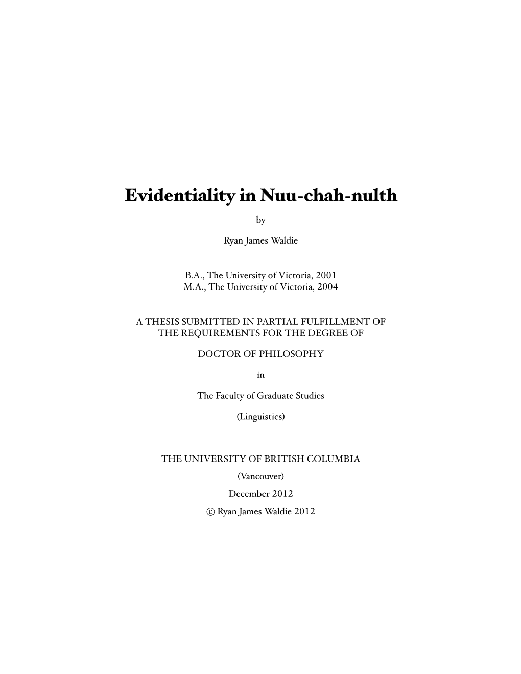 Evidentiality in Nuu-Chah-Nulth