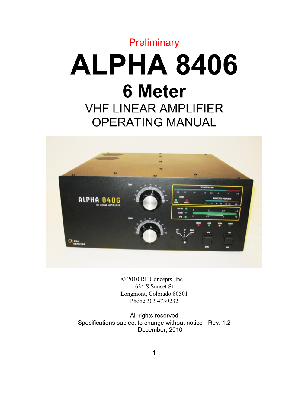 Alpha 8406 Manual