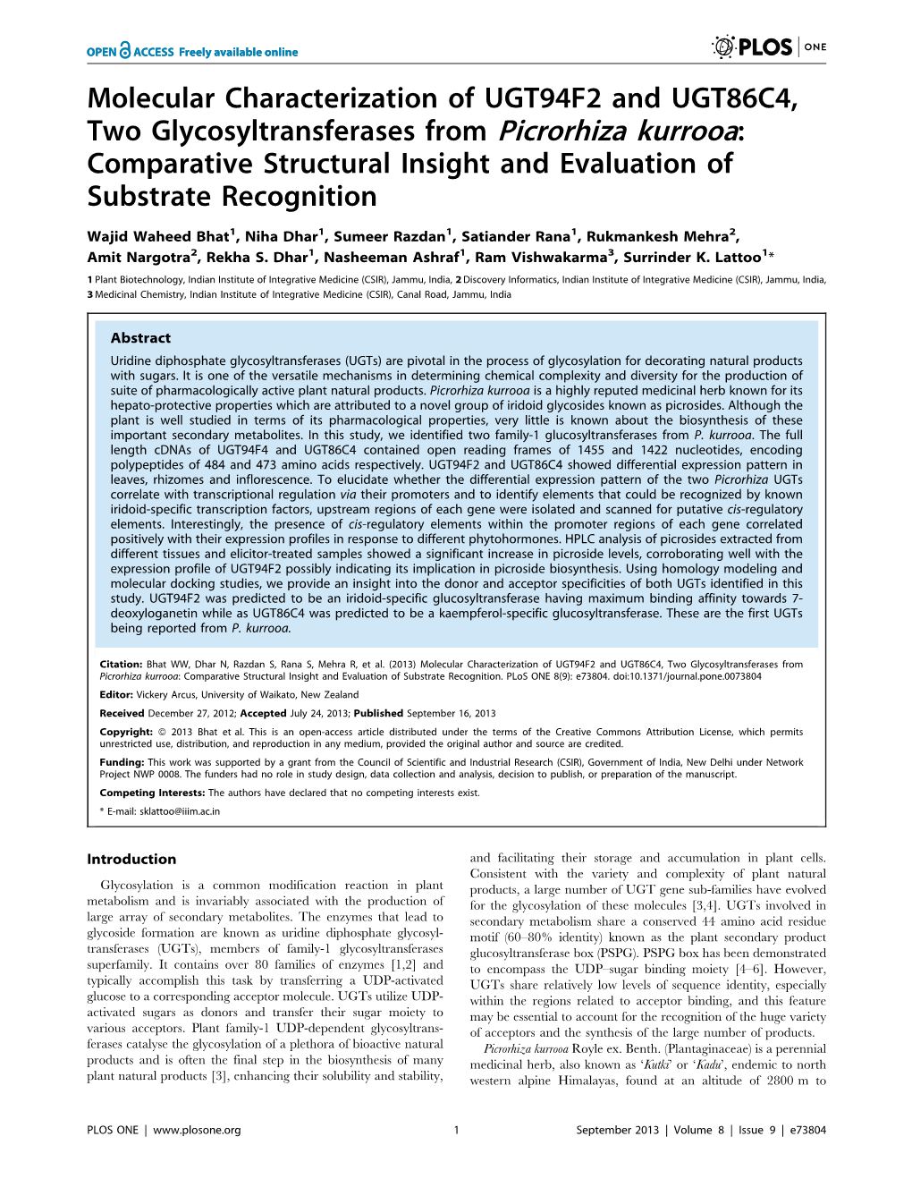 Molecular Characterization of UGT94F2 And