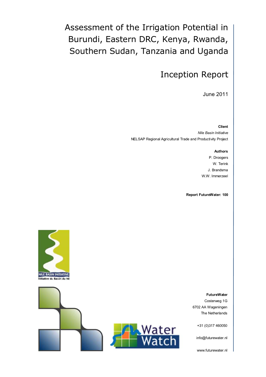 Assessment of the Irrigation Potential in Burundi, Eastern DRC, Kenya, Rwanda, Southern Sudan, Tanzania and Uganda