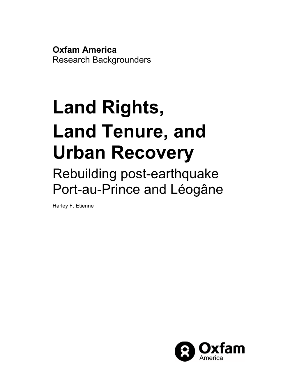 Land Rights Land Tenure and Urban Recovery 7.30.12-ED