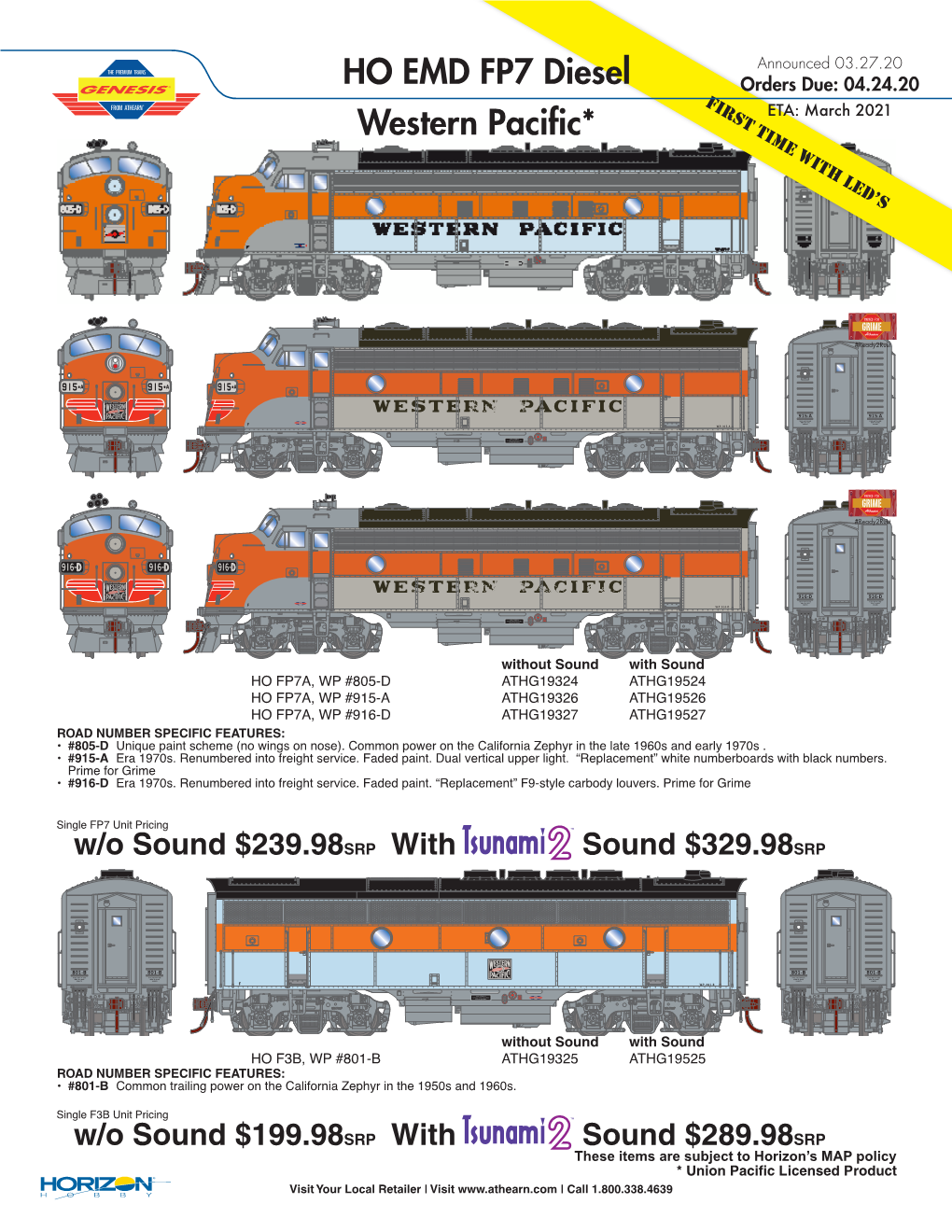 Western Pacific* HO EMD FP7 Diesel