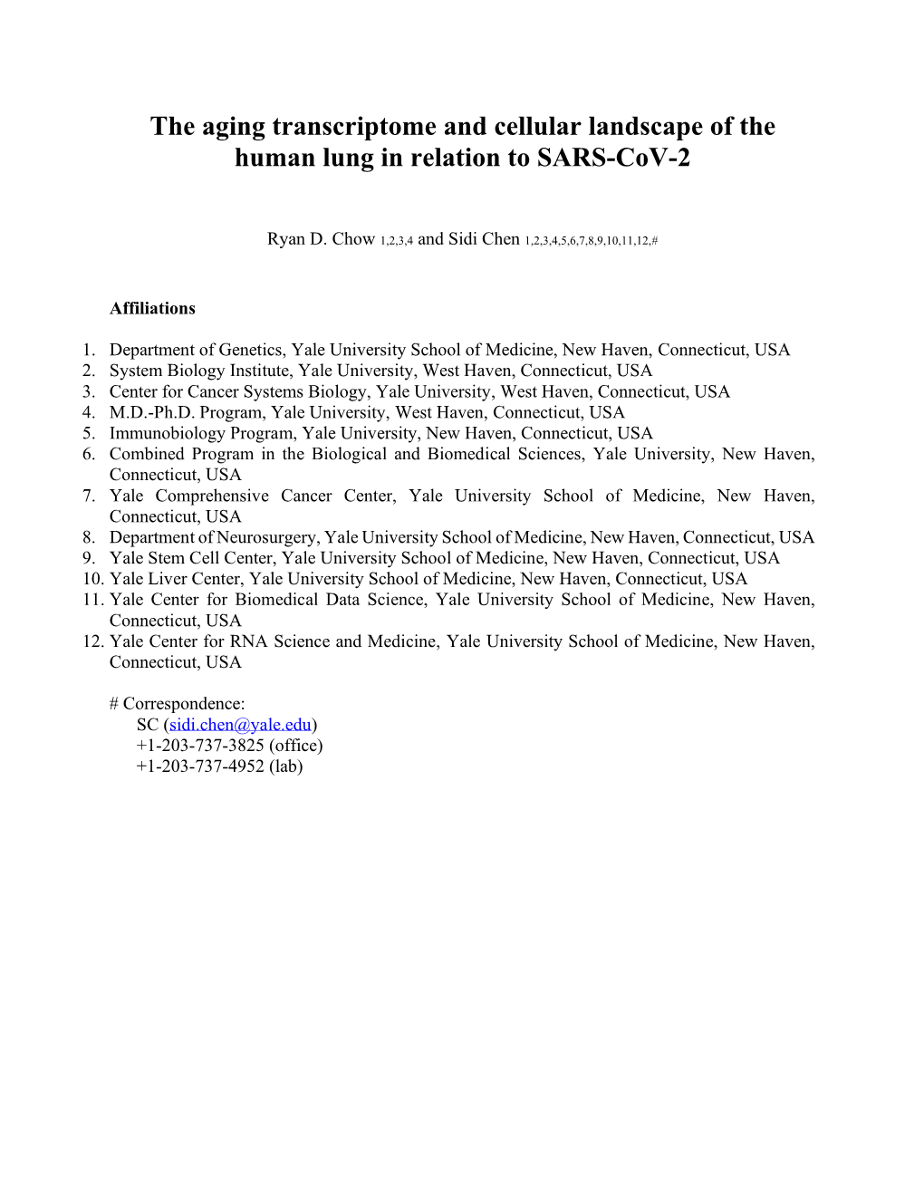 The Aging Transcriptome and Cellular Landscape of the Human Lung in Relation to SARS-Cov-2
