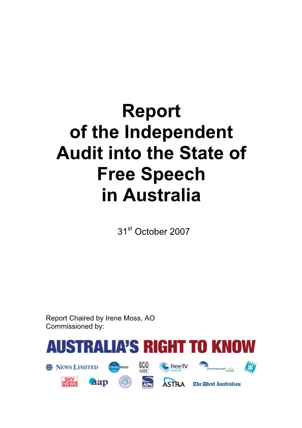 Report of the Independent Audit Into the State of Free Speech in Australia