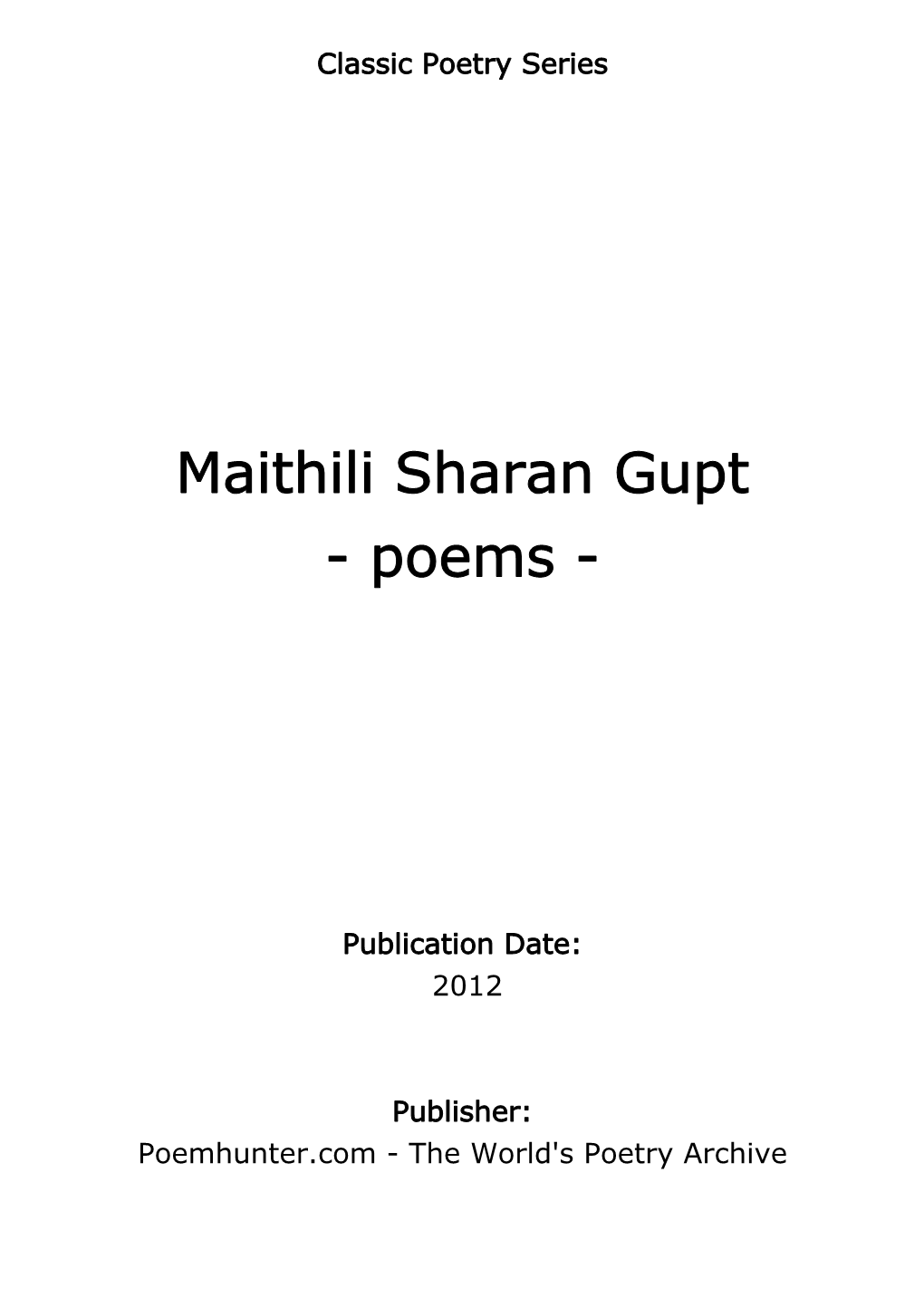 Maithili Sharan Gupt - Poems