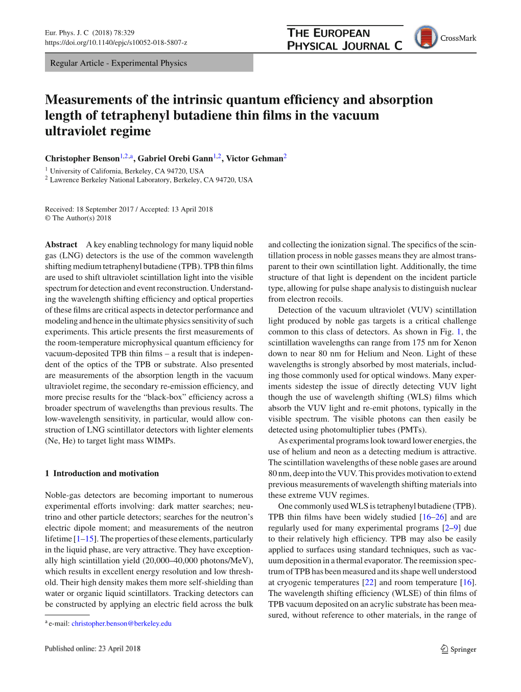 Measurements of the Intrinsic Quantum Efficiency and Absorption