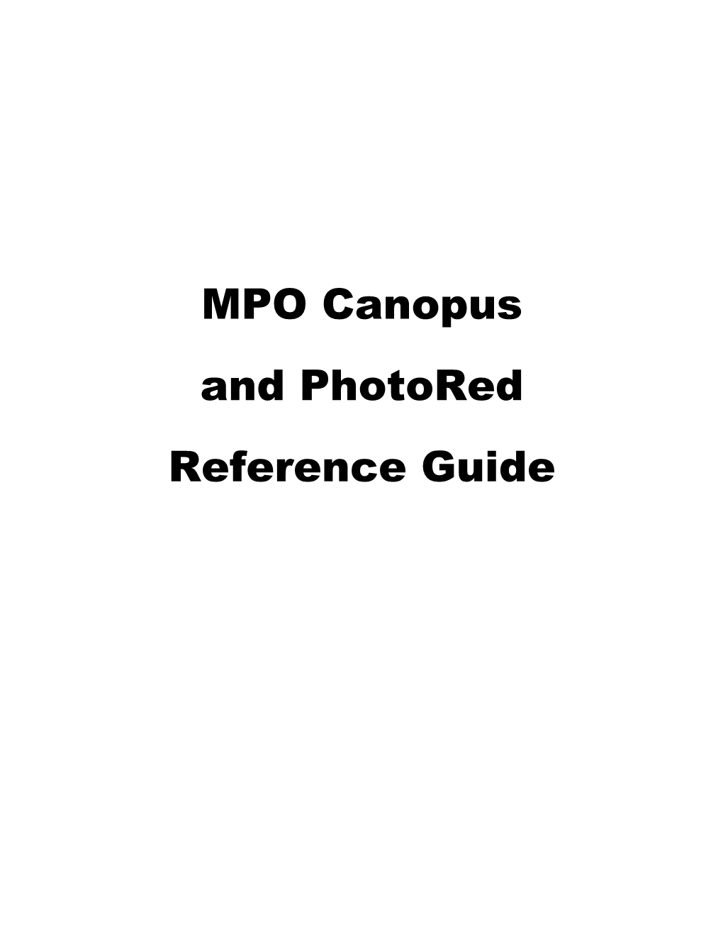 MPO Canopus and Photored Reference Guide