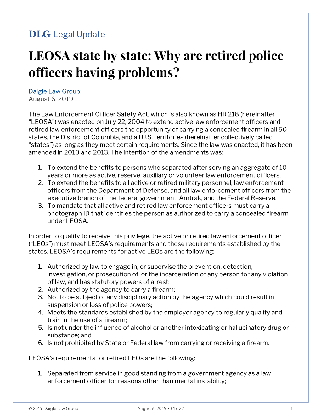 LEOSA State by State: Why Are Retired Police Officers Having Problems?