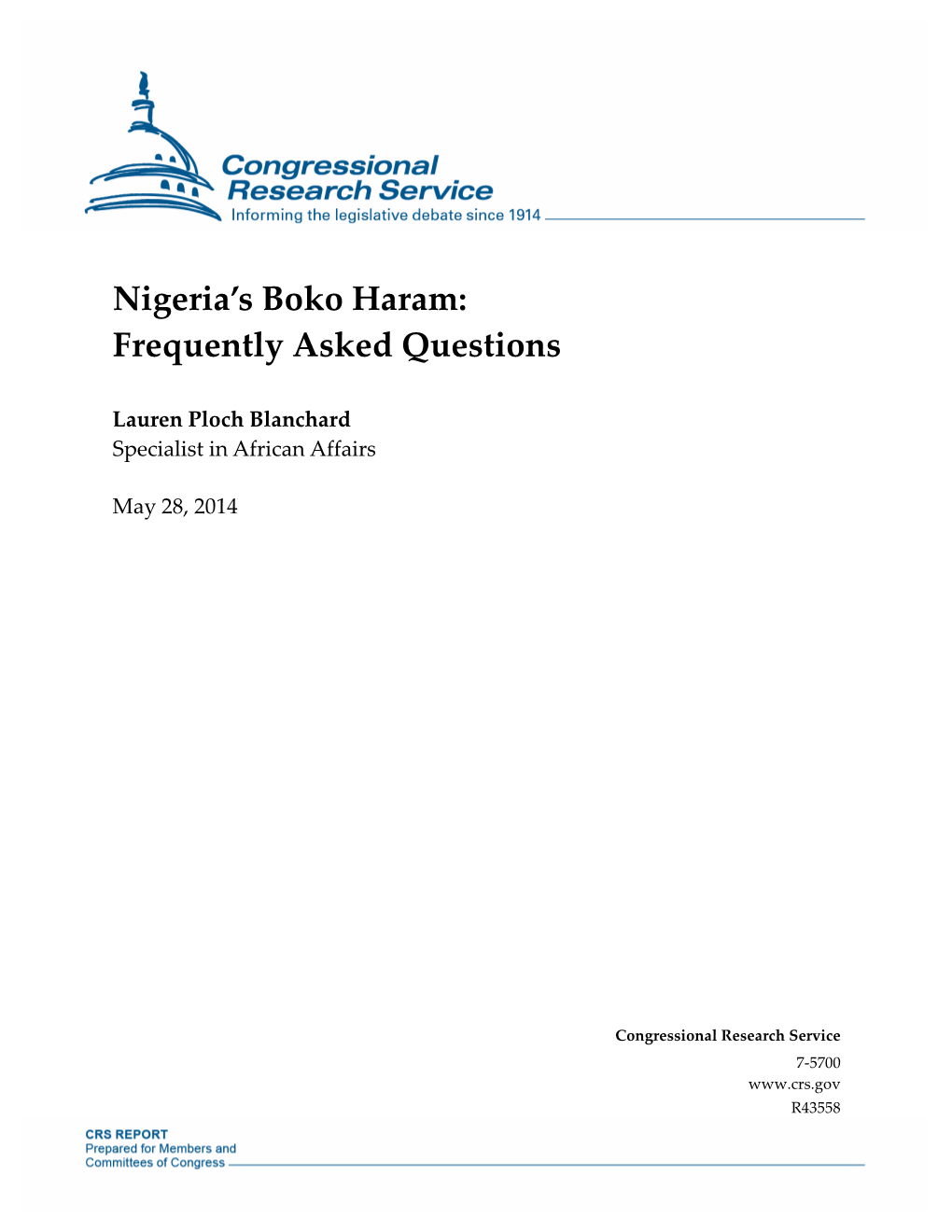 'Nigeria's Boko Haram: Frequently Asked Questions'
