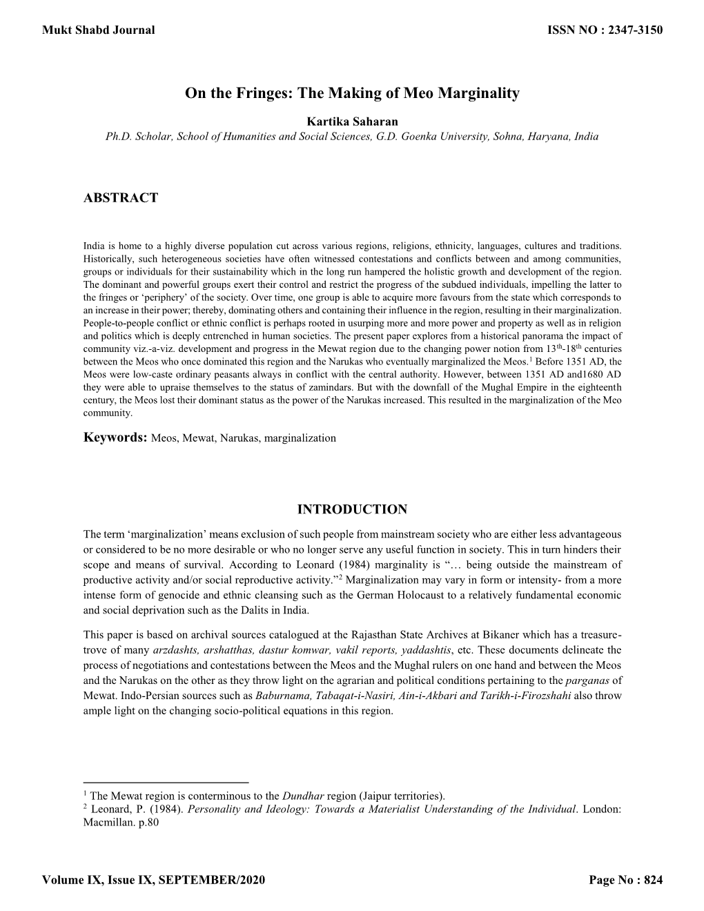 The Making of Meo Marginality