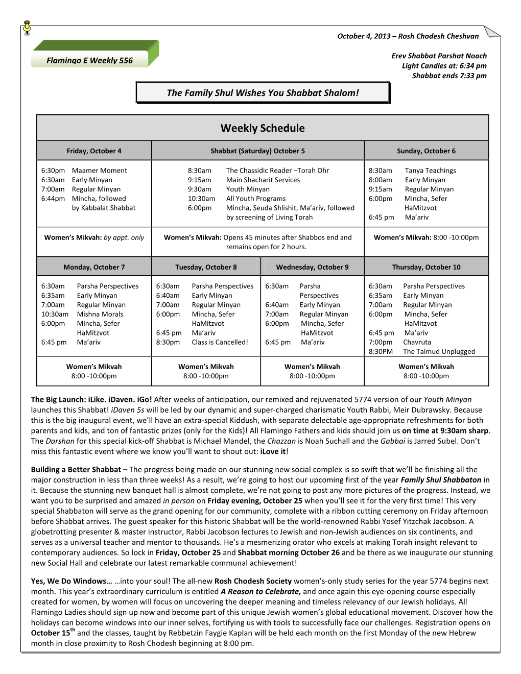 Weekly Schedule