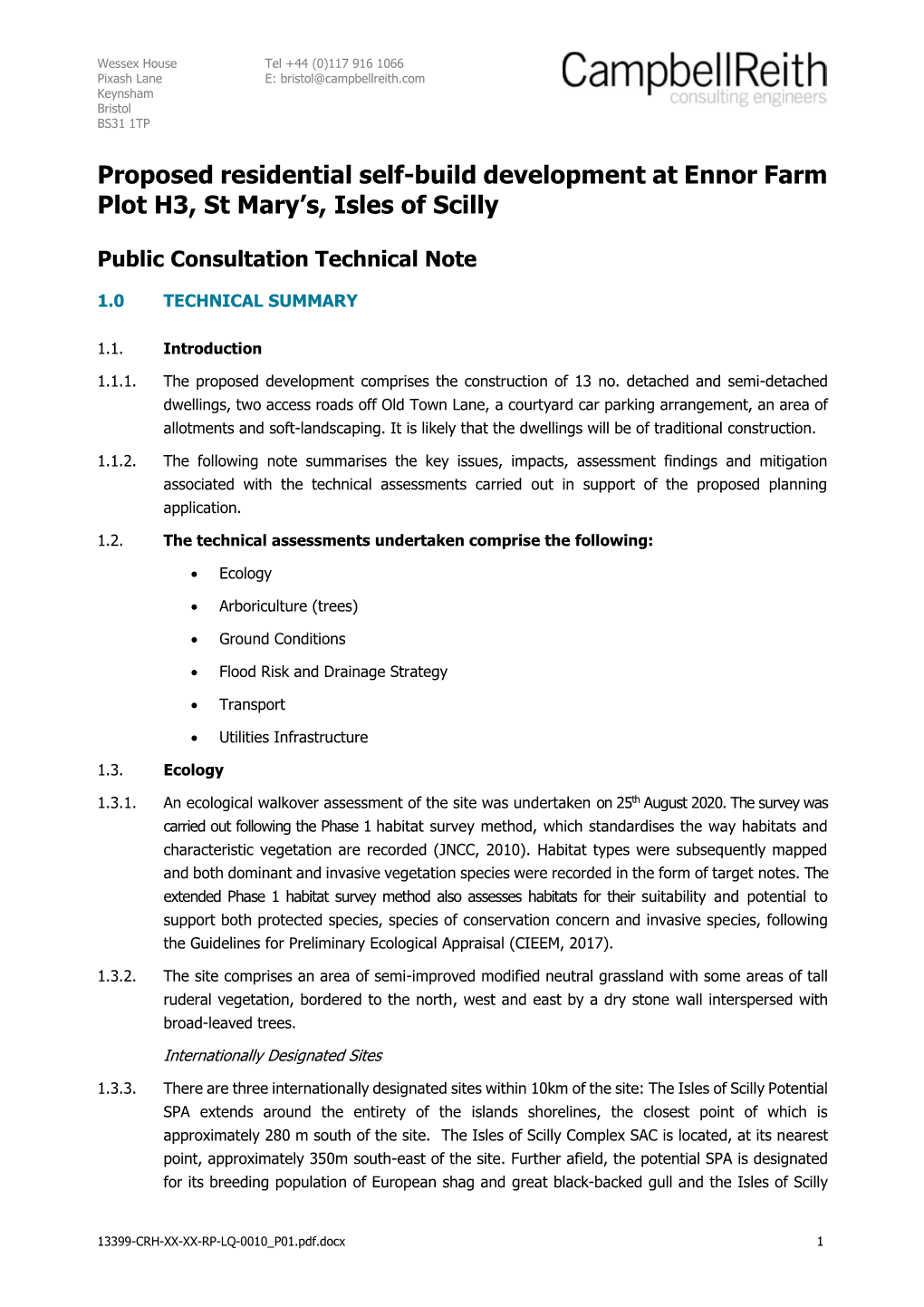 Proposed Residential Self-Build Development at Ennor Farm Plot H3, St Mary’S, Isles of Scilly