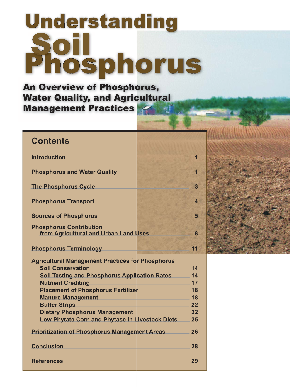 Understanding Soil Phosphorus an Overview of Phosphorus, Water Quality, and Agricultural Management Practices