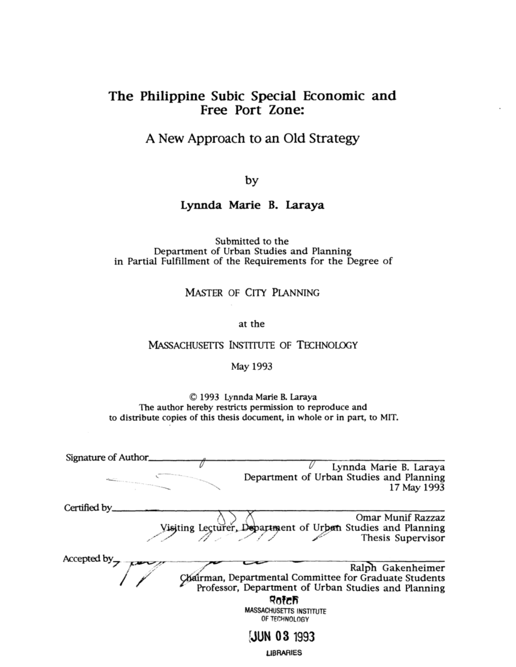 The Philippine Subic Special Economic and Free Port Zone: a New Approach to an Old Strategy