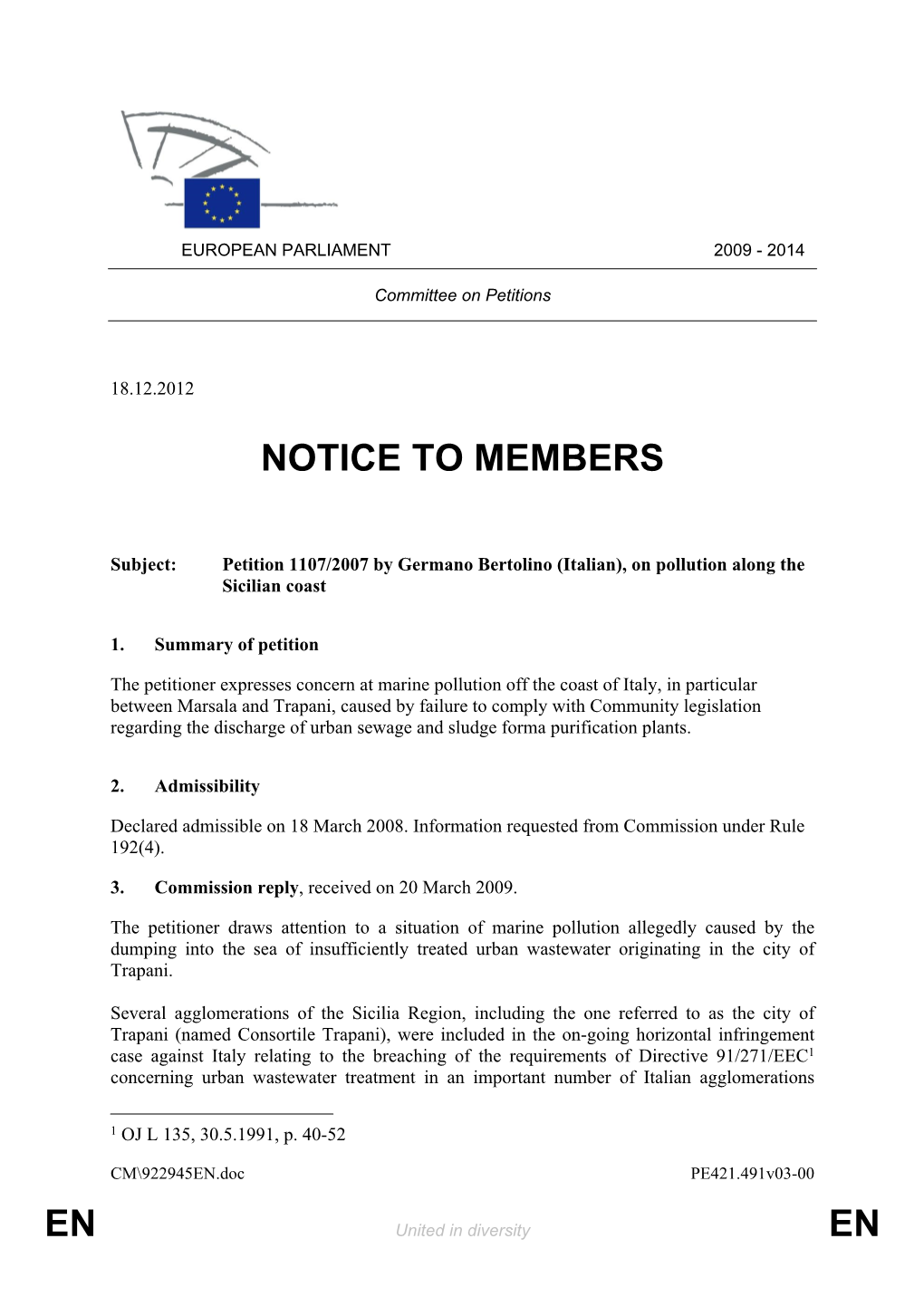 En En Notice to Members