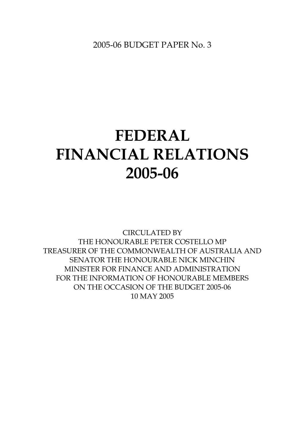 2005-06 BUDGET PAPER No. 3