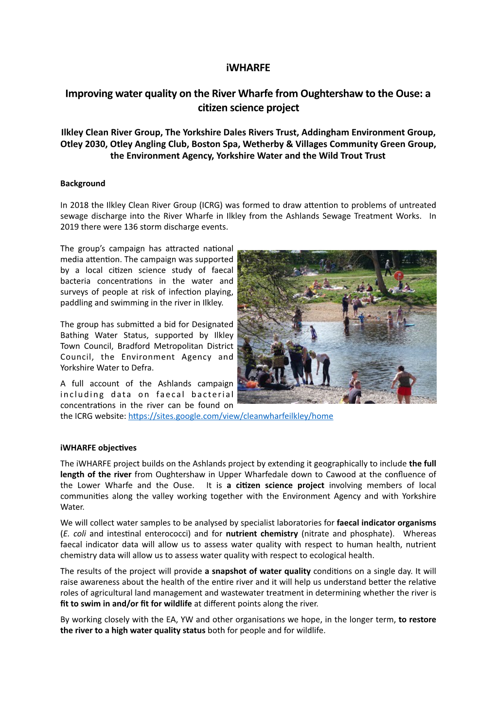 Wharfe Iwharfe Project Description July16th