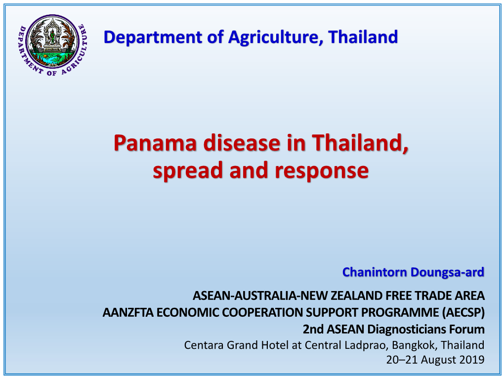 Panama Disease in Thailand, Spread and Response