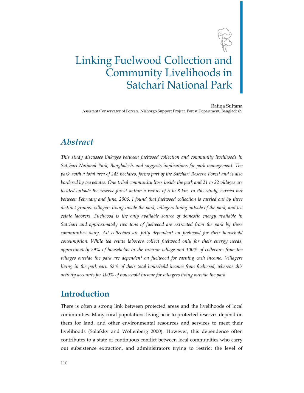 Paper 6. Linking Fuelwood Collection and Community Livelihoods In