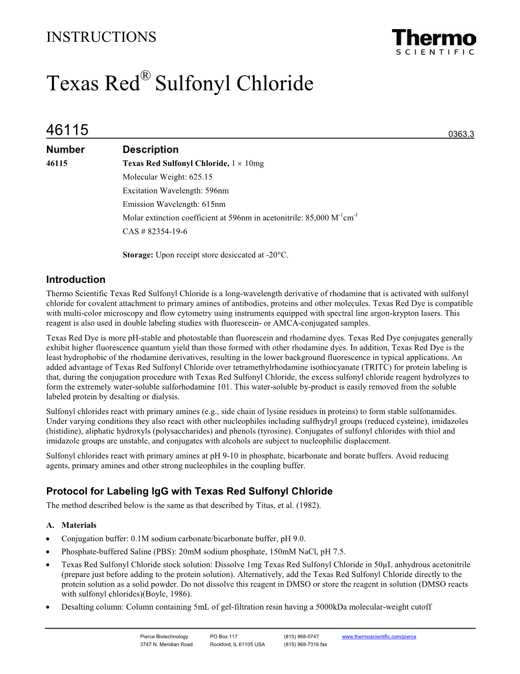 Texas Red Sulfonyl Chloride