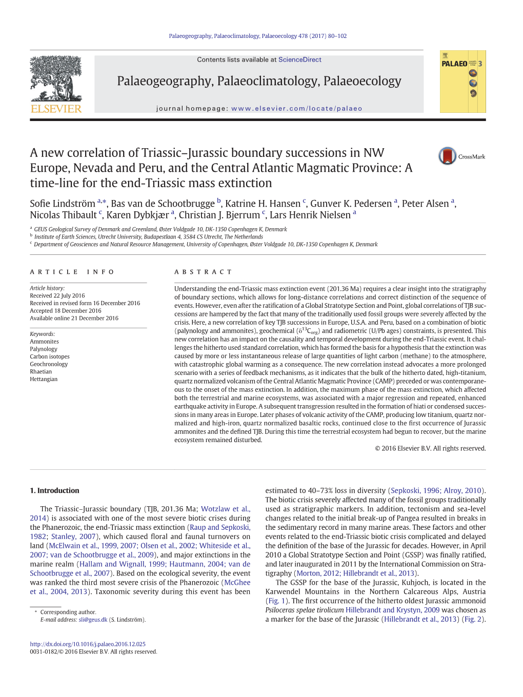 A New Correlation of Triassic-Jurassic Boundary Successions in NW Europe, Nevada and Peru, and the Central Atlantic Magmatic